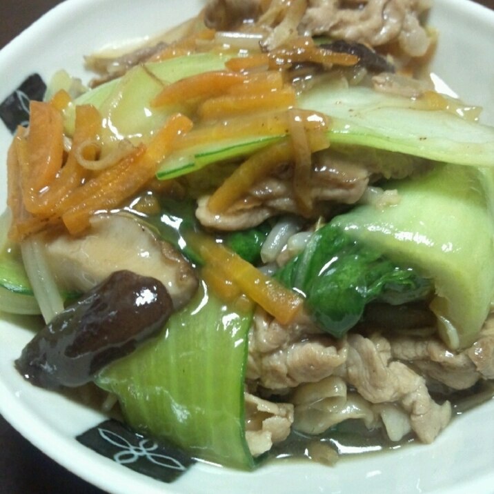 余ったもやしと青梗菜で中華丼！